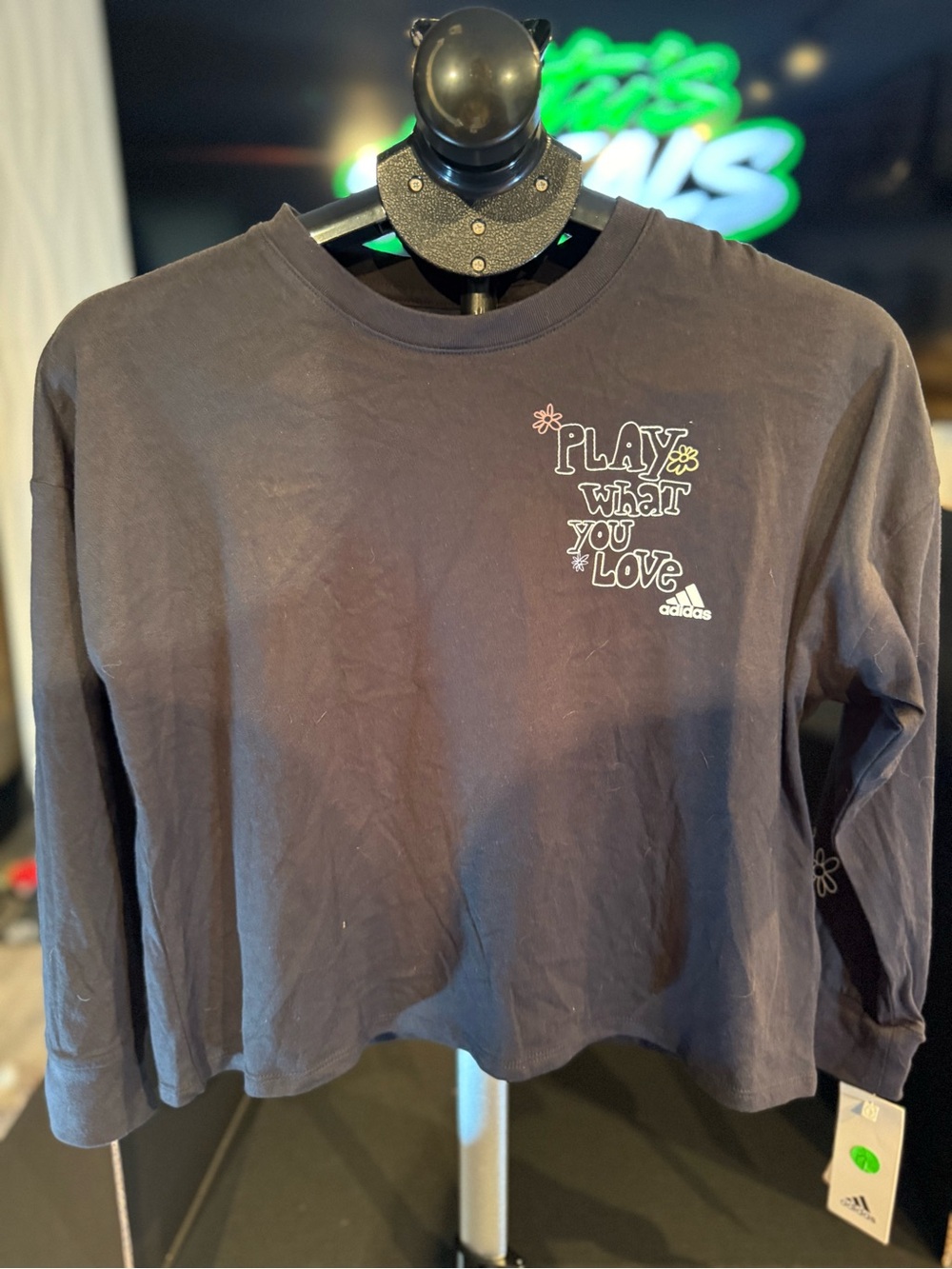 adidas Black Long Sleeve Tee with 'Play What You Love' Graphic